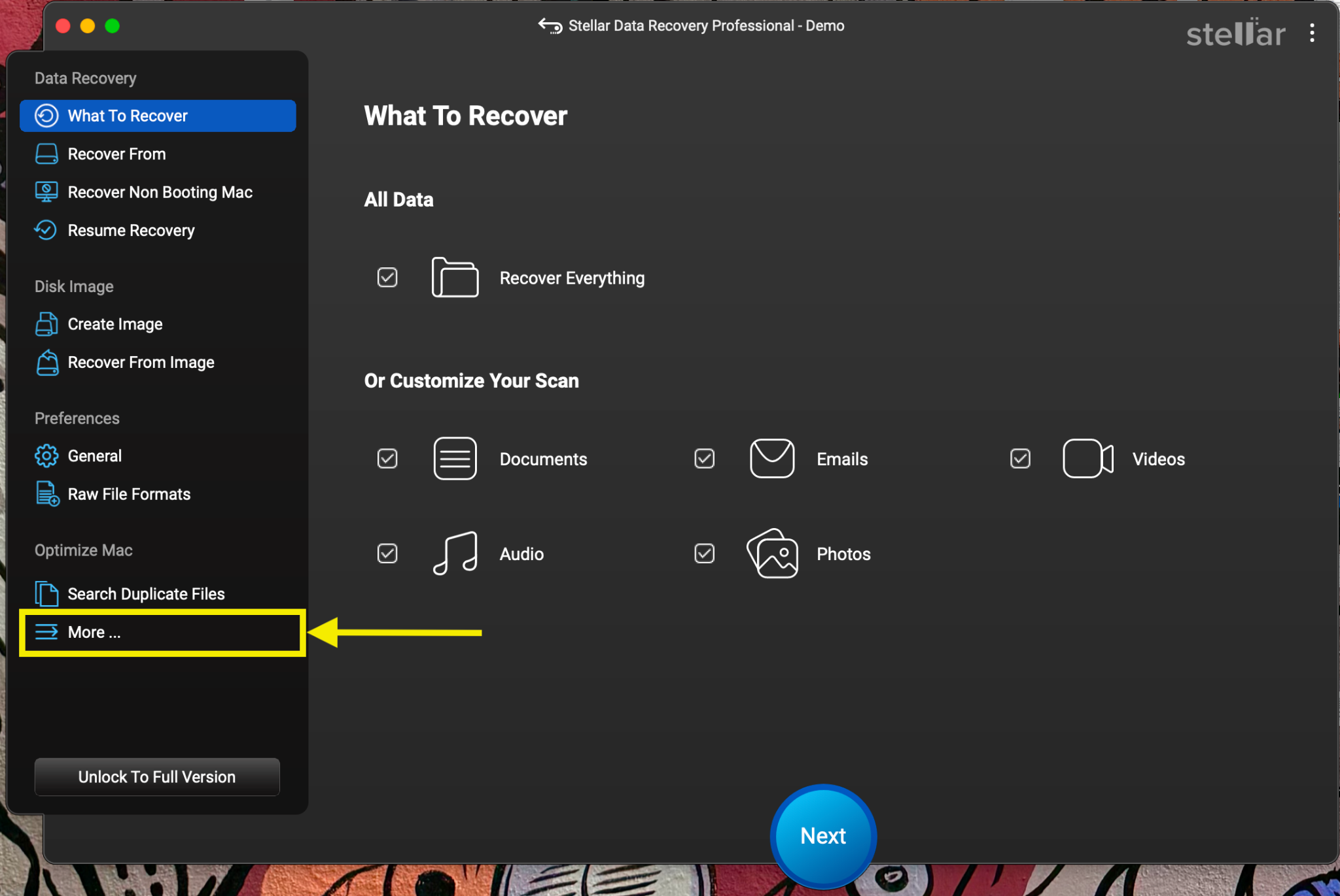 click the More… button to reveal extra tools